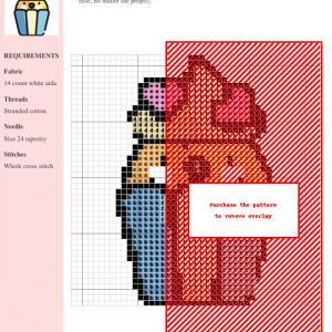 Cross stitch pattern of an adorable muffin featuring various colors, perfect for beginner to intermediate stitchers.