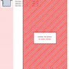 Image shows a cross-stitch pattern featuring a bold red and white geometric design with diagonal stripes. DMC and Anchor thread color codes are listed.