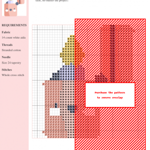 Cross-stitch pattern depicting a cute lighter design with a color palette of peach, orange, yellow, and gray. The pattern uses whole cross stitches.