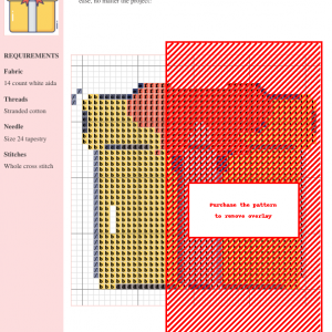 Cross stitch pattern design of a gift box, featuring warm colors and detailed stitching instructions. Perfect for beginner to intermediate stitchers.