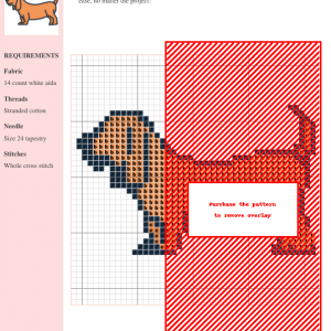 Cross stitch pattern of an adorable Basset Hound, featuring DMC and Anchor thread color codes. Includes materials list and stitch instructions.