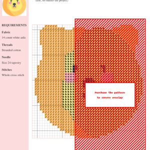 Cross stitch pattern of a majestic lion, featuring warm orange and red tones. The design includes clear instructions and DMC/Anchor thread color numbers.