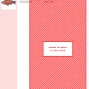 A cross-stitch pattern featuring a diagonal striped design in red and white, with a small illustration of a rockfish.