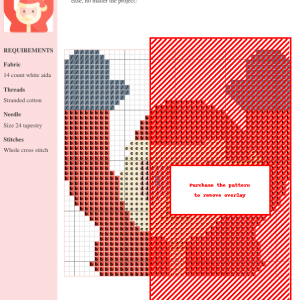 Cross-stitch pattern featuring a jolly Santa Claus design in shades of red, gray, and cream. The pattern uses whole cross stitch and includes DMC and Anchor thread color numbers.