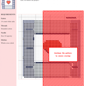 Cross-stitch pattern depicting a film reel, showcasing a detailed design with a color key and instructions.
