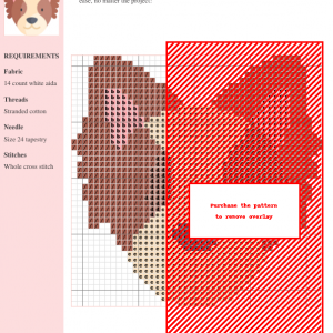 Cross stitch pattern of a Papillon butterfly, showcasing brown and beige color palette on white aida fabric. DMC and Anchor thread numbers are included.