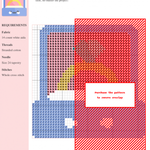 Cross stitch pattern depicting a simple, elegant ring design. The pattern uses a variety of colors and includes DMC and Anchor thread color charts.