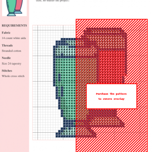 Cross stitch pattern showcasing a pair of glasses design. The pattern uses a variety of colors and includes clear instructions and thread color numbers.