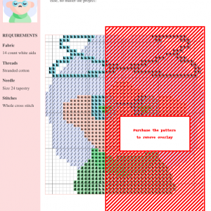 Cross-stitch pattern featuring a serene floral design in pastel colors. The pattern includes a key and is ready to stitch.