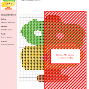 Cross stitch pattern featuring directional arrows in green, yellow, and orange, designed for crafting projects. Clear instructions and DMC/Anchor thread color numbers are included.
