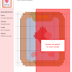 Cross-stitch pattern chart for a whimsical vintage medical report design. The pattern features pastel colors and a cute clipboard illustration.