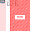 Cross stitch pattern design featuring a red and white diagonal stripe pattern. DMC and Anchor floss color codes are listed.