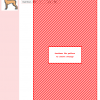 Image of a cross stitch pattern featuring a diagonal striped design in red and white, with a small Pharaoh Hound illustration and thread color key.