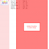 A cross stitch pattern featuring a diagonal striped design in red and white. The pattern includes a color key with DMC thread numbers.