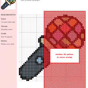 Cross-stitch pattern of a microphone with a colorful gradient design. The pattern includes detailed instructions and a color key.