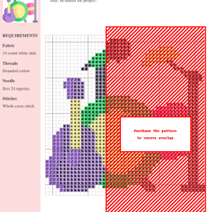 Cross stitch pattern showcasing a colorful musical instrument design, ideal for crafting enthusiasts.