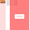 Cross stitch pattern showcasing a diagonal design in red and white, with a color key and DMC thread information included.