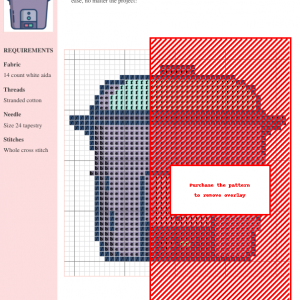 A cross-stitch pattern depicting a cute rice cooker, featuring a color-coded chart and materials list.