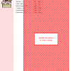 Image of a cross stitch pattern featuring a diagonal red and white striped design with a color key and DMC thread codes. The image showcases a 'Birthday Cake' cross stitch design.