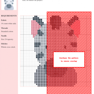 Cross stitch pattern of a cute zebra, featuring grayscale and pink accents. Clear grid and symbols for easy stitching.