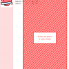 Image of a cross stitch pattern featuring a red and white diagonally striped heart design. DMC and Anchor thread color codes are listed.