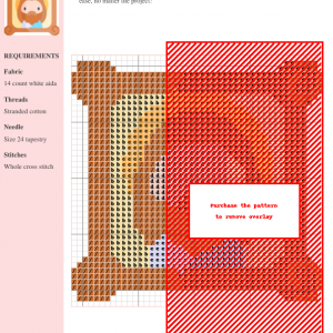 Cross-stitch pattern featuring a framed portrait of a religious figure, predominantly warm brown and orange tones.