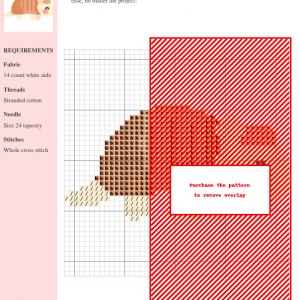 Cross stitch pattern design featuring a charming armadillo, using brown and beige threads on white aida fabric. The pattern includes clear instructions.