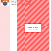 Cross stitch pattern design featuring a red and white diagonal striped pattern. A small buffalo illustration is also shown.