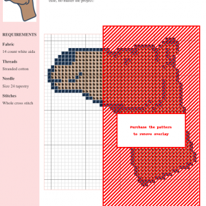 Cross-stitch pattern featuring a charming camel design. The pattern uses shades of brown, beige, and red, with clear gridlines.