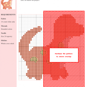Cross stitch pattern featuring a charming lirainosaurus dinosaur, displayed on a grid with color-coded stitches and clear instructions.