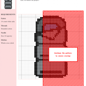 Cross stitch pattern of a red sleeping bag, perfect for beginners and experienced stitchers. The pattern includes a color key and clear instructions.
