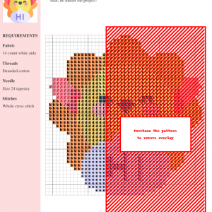 Cross stitch pattern featuring a charming sun design in warm orange, yellow, and pink tones. The pattern includes a color key and instructions.
