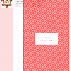 Cross stitch pattern featuring a charming birdhouse design, predominantly in red and white diagonal stripes. DMC and Anchor floss color codes are listed.