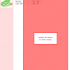 Image of a cross stitch pattern featuring a repeating diagonal design in red and white. A small preview shows a cute zucchini illustration and color key.