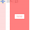 Image of a cross-stitch pattern design featuring a repeating diagonal stripe pattern in red and white. A small illustration of a gift box is included in the design information.