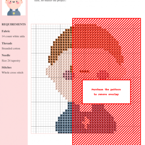 Cross stitch pattern of a priest, featuring a charming illustration with soft color palette. Includes a color key and stitch instructions.