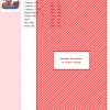 Image of a cross stitch pattern featuring a diagonal red and white design. The pattern includes a color key with DMC thread codes.