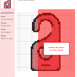 Cross-stitch pattern depicting a 'Do Not Disturb' door hanger. The design features a red door hanger with a heart, stitched using whole cross stitches.