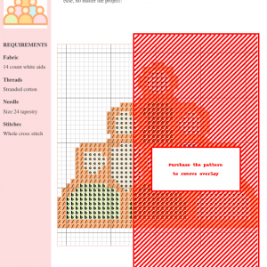 Cross-stitch pattern design showcasing a stylized representation of pride, featuring warm orange and peach tones on white aida cloth.