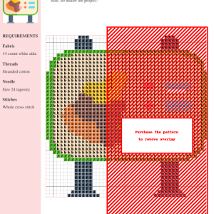 Cross stitch pattern depicting a stylized map or tree design with autumnal colors. The pattern includes clear instructions and DMC/Anchor thread color codes.