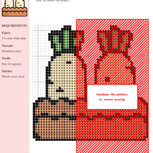 Cross stitch pattern featuring a charming illustration of radishes in earthy tones. The design is predominantly browns, creams and reds.