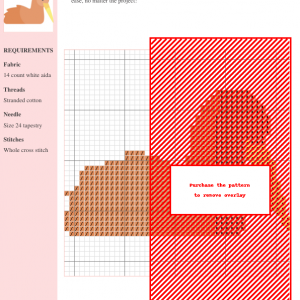 Image of a cross-stitch pattern featuring a kiwi bird, showcasing a color chart and design grid.