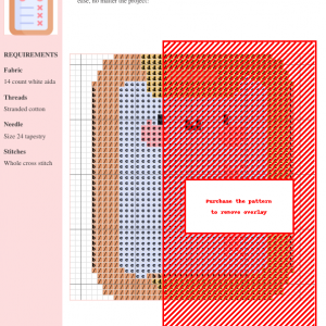 Cross stitch pattern chart featuring a charming design with pastel colors, suitable for beginners. The pattern includes a key and clear instructions.