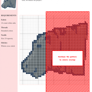 Cross stitch pattern featuring a charming design of a hippopotamus, ideal for crafting enthusiasts.