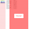 Cross stitch pattern image showcasing a diagonally striped design in shades of red and white, with a color key and DMC thread codes included.
