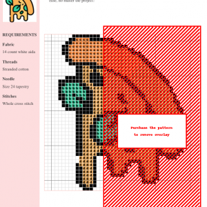 A cross-stitch pattern depicting a cute pizza slice, using various colors of stranded cotton on 14-count white Aida fabric.