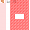 A cross-stitch pattern design featuring a diagonal striped pattern in red and white. A small image of a Psittacosaurus is included.