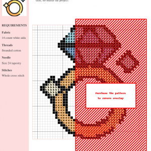 Cross stitch pattern of a wedding ring featuring various colors, perfect for crafting and home decor.