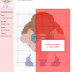 Cross-stitch pattern depicting a psychiatrist, featuring soft pastel colors and detailed stitching instructions.