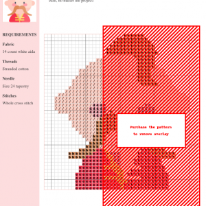 Cross stitch pattern design featuring a stylized man in warm colors, using whole cross stitch technique.